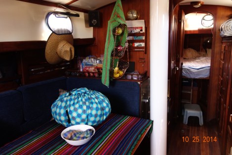 The "Wonderbag" at work, cooking up a batch of salsa rice and soy burger using only retained heat.  